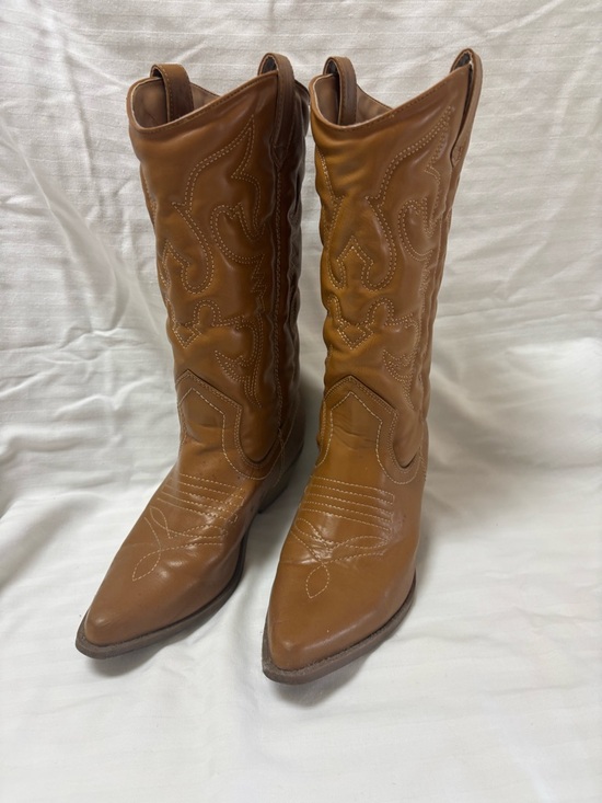 Shoes - Tan Western Knee-High Boots